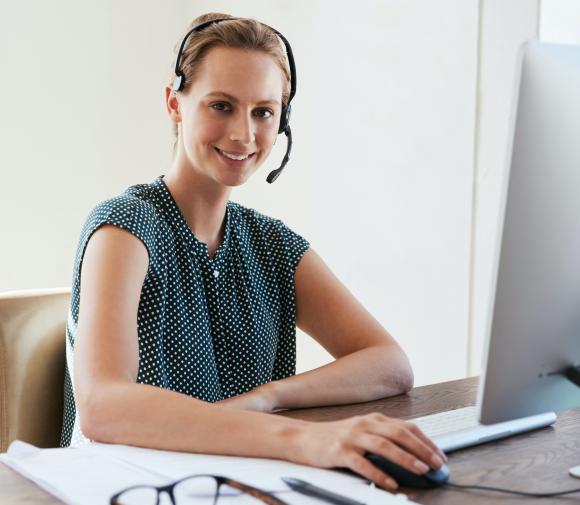 Woman with headset